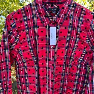 NWT JCrew Classic Red Tartan Plaid Blouse